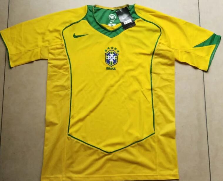 2004 Brazil Home Retro Soccer Jersey Shirt